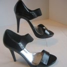 BCBG Girls Marco Women's Black Patent Leather Open Toe Shoe Sz 7 1/2 Pre-Owned