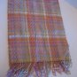 100% Cashmere Tan & Pastel Color Women's Plaid Fringe Scarf 12Wx62L Pre-Owned