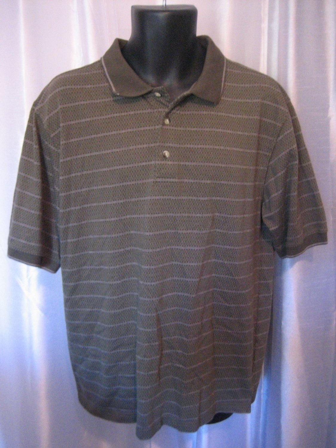 Puritan Men's Olive Green/Grey Button Front Collared Short Sleeve Shirt Sz L