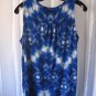 Ellen Tracy Women's Blue & White Tye Dye Sleeveless Top/Shirt Sz M Pre-Owned