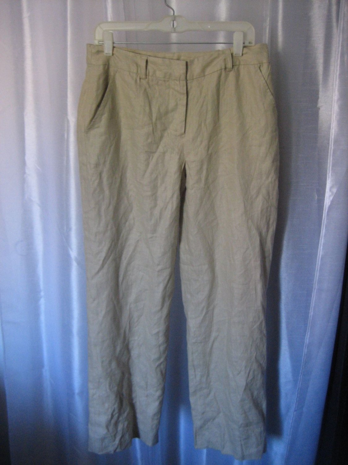 Merona Women's Tan 100% Linen Long Pants Lined Sz 10 NWNT