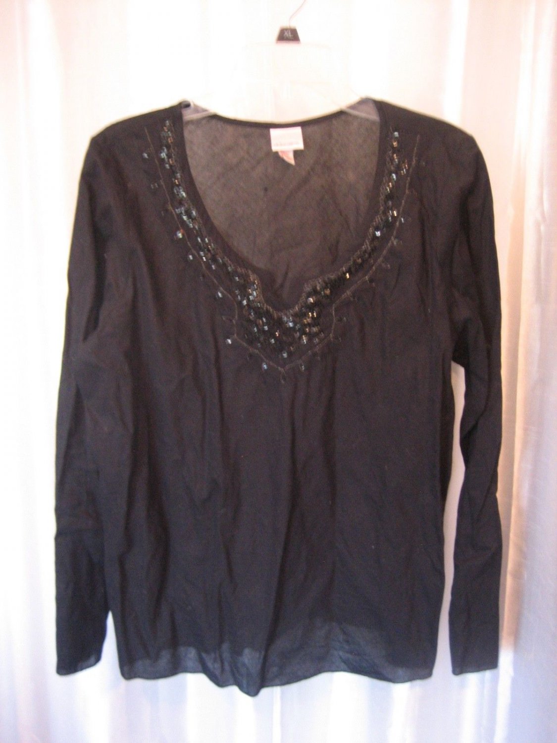 Xhilaration Junior Size Black Sequined & Beaded Long Sleeve Tunic Shirt Sz XXL