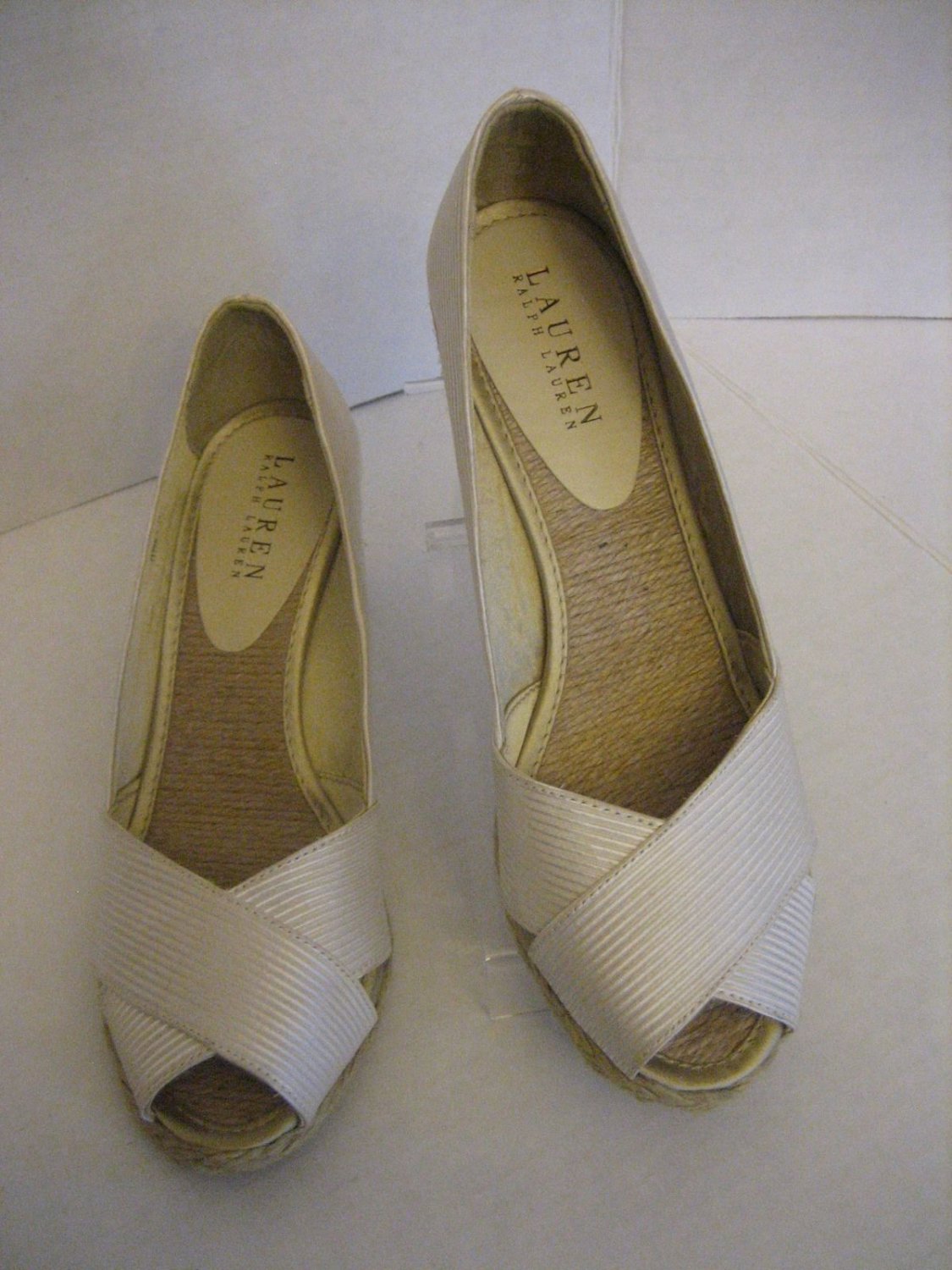 Lauren Ralph Lauren Cecilia-ES-CSL Women's Ivory Wedge Heel Shoe Sz 7 1/2B NWNB