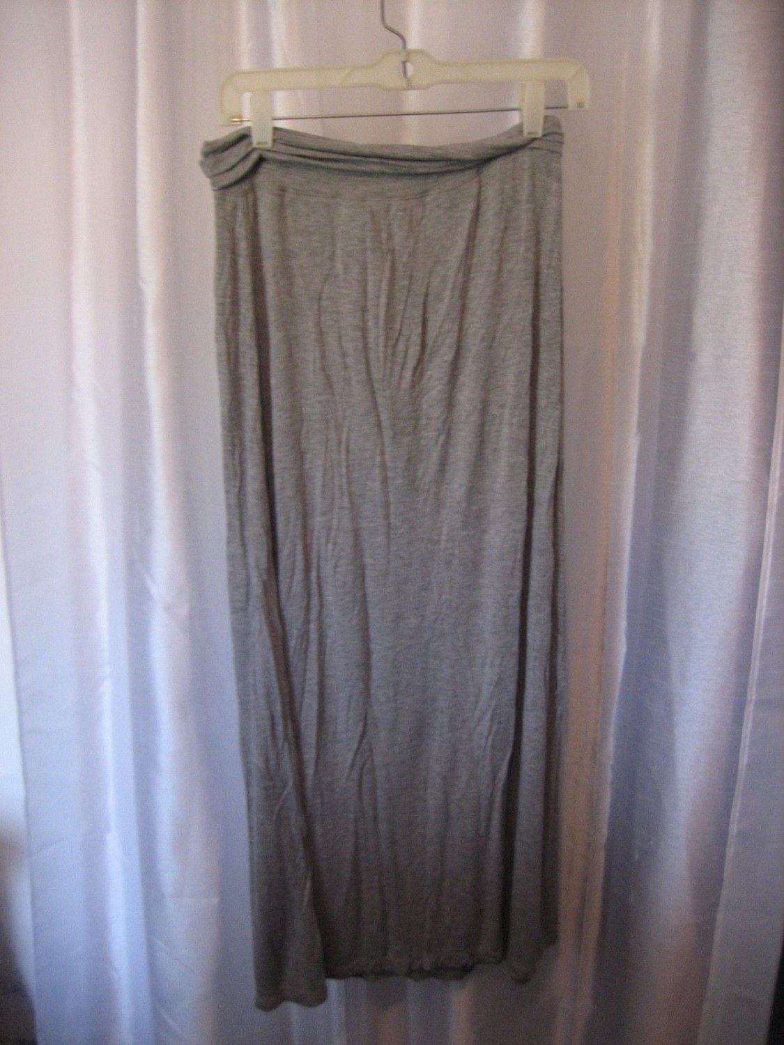 Max Studio Junior Size Heather Grey Maxi Elastic Fold Over Waist Skirt Sz L NWNT