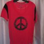 Joe Boxer Junior Size Hot Pink/Black Peace Sign Short Sleeve V Neck Shirt Sz XL