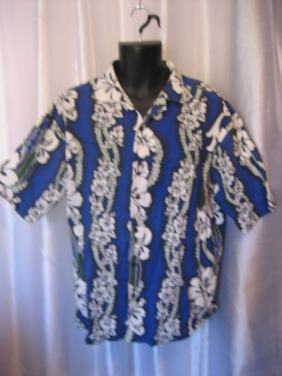 ODO Men's Blue/Green/White Hawaiian Cotton Button Down Shirt  Sz XL Pre-Owned