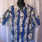 ODO Men's Blue/Green/White Hawaiian Cotton Button Down Shirt  Sz XL Pre-Owned