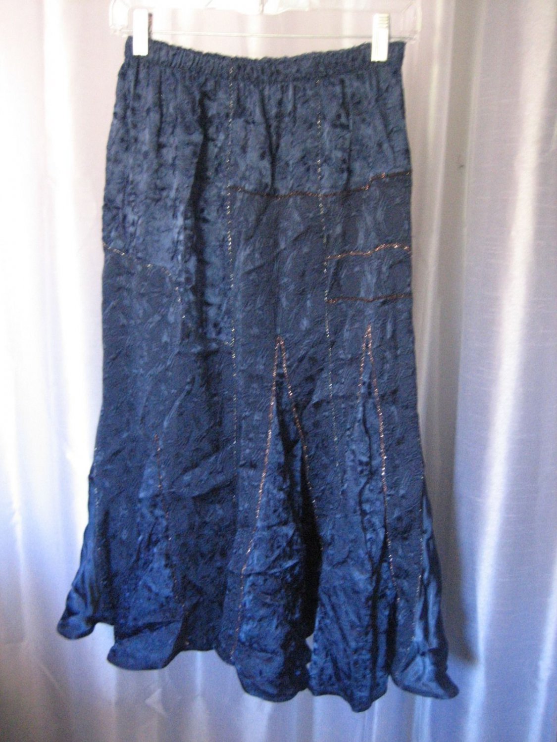 Blue Bell Shaped Skirt w/Copper Thread Junior Size Ankle Length Skirt Sz M