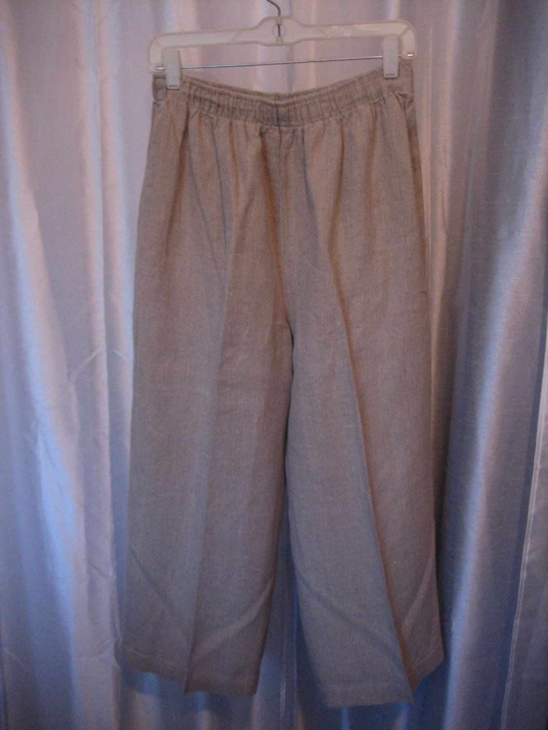 Guarantee Women's Tan 100%Linen Capri/Cropped Elastic Waist Pants Sz XL PreOwned