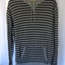 Trilogy Men's Black & Grey Striped Hooded Long Sleeve Shirt Sz M Pre-Owned