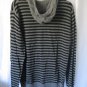 Trilogy Men's Black & Grey Striped Hooded Long Sleeve Shirt Sz M Pre-Owned