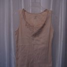 Lane Bryant Women's Tan Lace Front Sleeveless Cotton Tank Top Sz 14/16 Pre-Owned