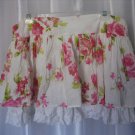 Poetry Junior Size 100% Cotton Pink Floral White Lace Mini Skirt Sz L Pre-Owned
