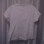 Basic Edition Women's White V Neck Pink Flower Short Sleeve Shirt Sz XL PreOwned