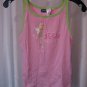 Disney Tinker Bell Junior Size Pink/Green Sleepwear Tank Top 100% Cotton Sz L