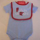 Future Mr. Right Blue W/Red Trim Infant Boys One Piece Bodysuit & Bib Sz 0-3M NW