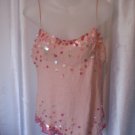 Laundry Junior Size Pink Sequined Spaghetti Strap Cami/Tank Top Sz XS Pre-Owned
