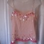 Laundry Junior Size Pink Sequined Spaghetti Strap Cami/Tank Top Sz XS Pre-Owned