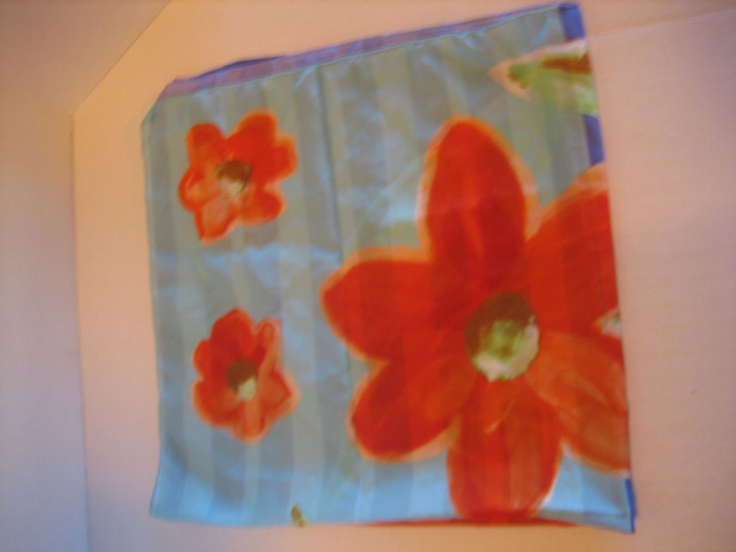 Symphony Scarfs 100% Polyester Floral Blue & Orange Large Scarf Pre-Owned Italy