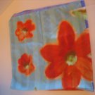 Symphony Scarfs 100% Polyester Floral Blue & Orange Large Scarf Pre-Owned Italy