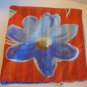 Symphony Scarfs 100% Polyester Floral Blue & Orange Large Scarf Pre-Owned Italy