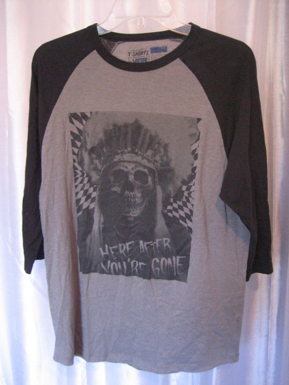 Vans Off the Wall Here After You're Gone Grey T Shirt w/Black Sleeves Sz M