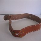 Junior Size 100% Genuine Natural Tan Leather Wide Beaded Belt Sz S NWNT