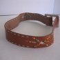 Junior Size 100% Genuine Natural Tan Leather Wide Beaded Belt Sz S NWNT