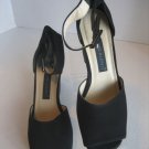 Anne Klein II Women's Black Fabric Open Toe Ankle Strap Shoe Sz 7 1/2 Pre-Owned