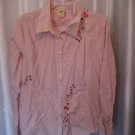 Faded Glory Junior Size Pink/Grey Striped Button Down Shirt Sz XL(16/18) Pre-Own