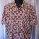 Harley Davidson Motor Cycles Men's Button Down Shirt Maroon/Cream Sz L Pre-Owned