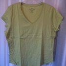Faded Glory Junior Size V Neck Cotton Green Short Sleeve Shirt Sz XL/16-18 NWNT
