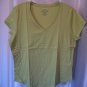 Faded Glory Junior Size V Neck Cotton Green Short Sleeve Shirt Sz XL/16-18 NWNT