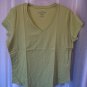Faded Glory Junior Size V Neck Cotton Green Short Sleeve Shirt Sz XL/16-18 NWNT