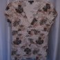 Style & Co. Brown/Cream/Tan Floral Women's Short Sleeve Shirt Sz XL Pre-Owned