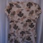 Style & Co. Brown/Cream/Tan Floral Women's Short Sleeve Shirt Sz XL Pre-Owned