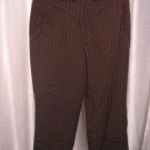 Larry Levine Stretch Women's Brown Pinstripe Cropped Capri Pants Sz 12 Pre-Owned