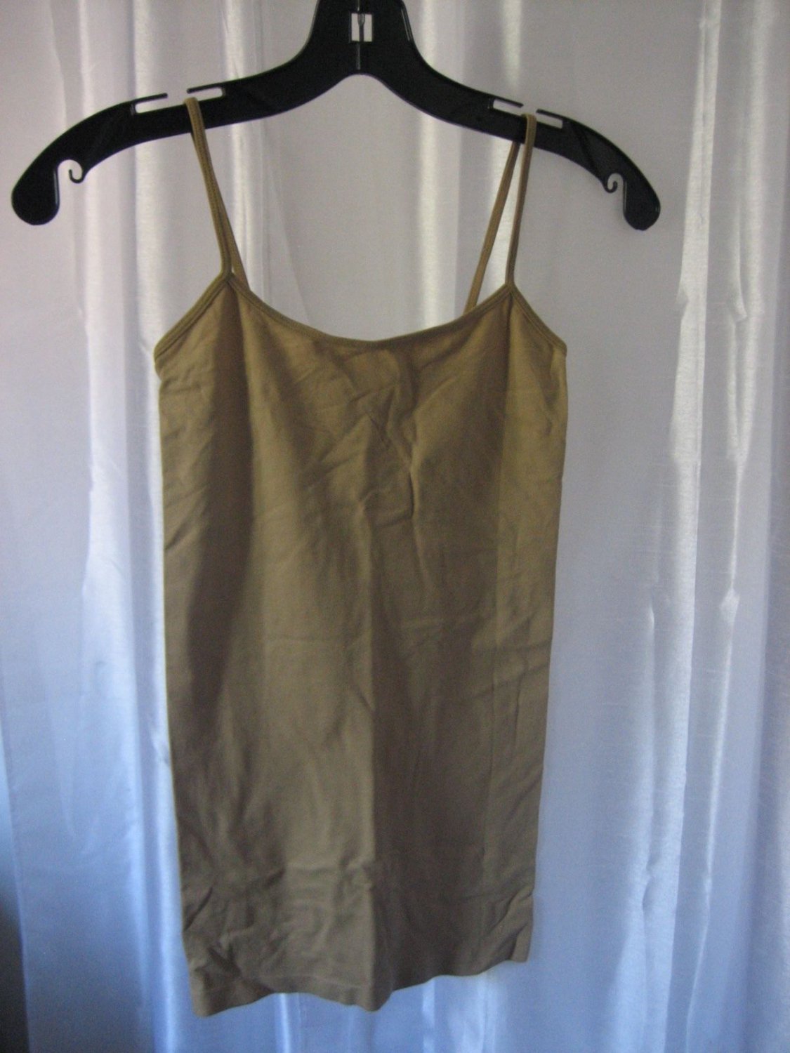 M & B Junior Size Solid Beige Stretch Spaghetti Strap Cami Tank Sz One Size NWNT
