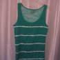 Faded Glory Junior Size Green & White Tank Top Shirt Cotton Sz XL Pre-Owned