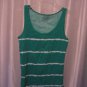 Faded Glory Junior Size Green & White Tank Top Shirt Cotton Sz XL Pre-Owned