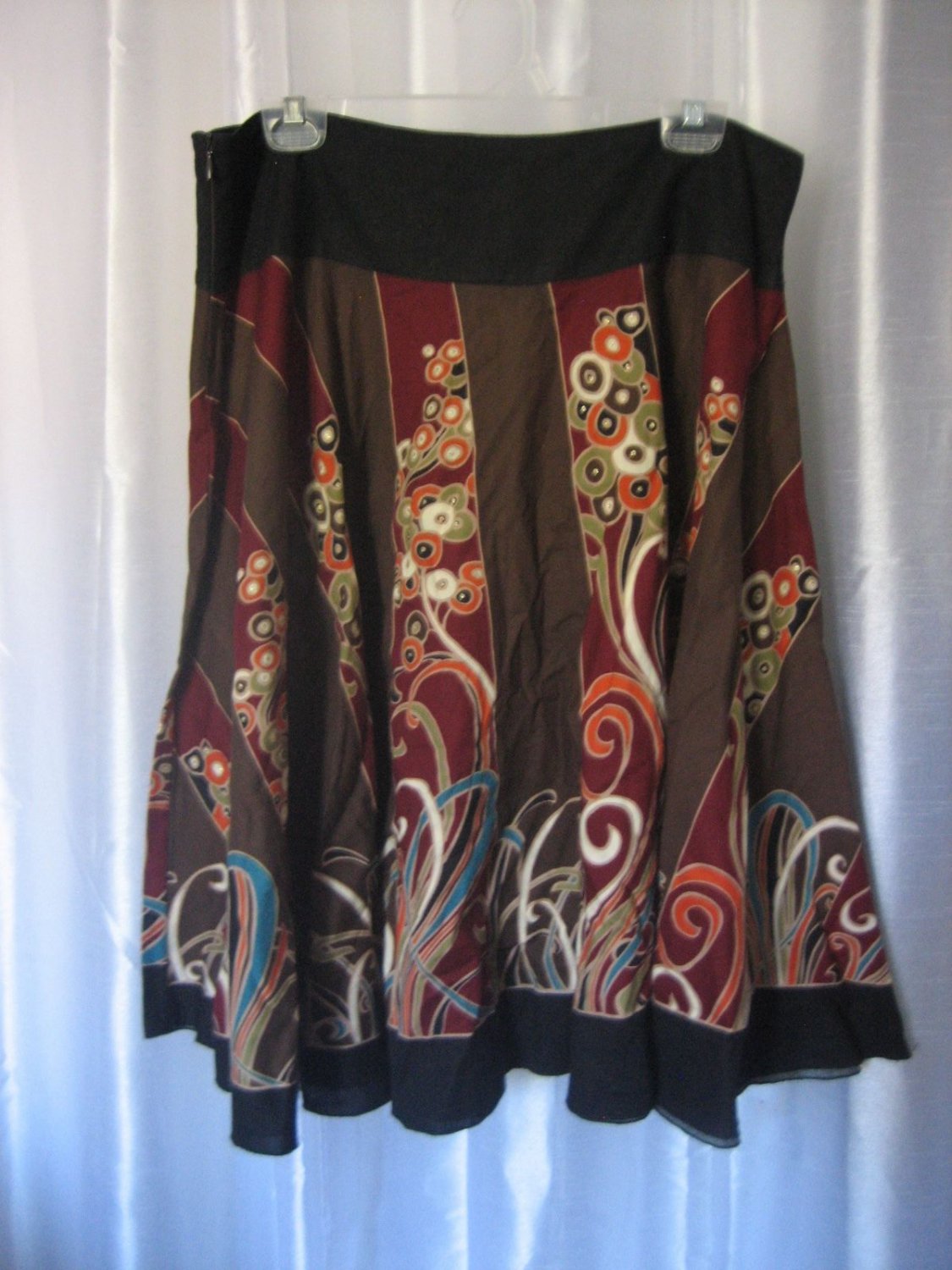 Espressa Junior Size Brown/Multi Color/Black Calf Length Skirt Sz 3X Pre-Owned