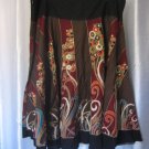 Espressa Junior Size Brown/Multi Color/Black Calf Length Skirt Sz 3X Pre-Owned
