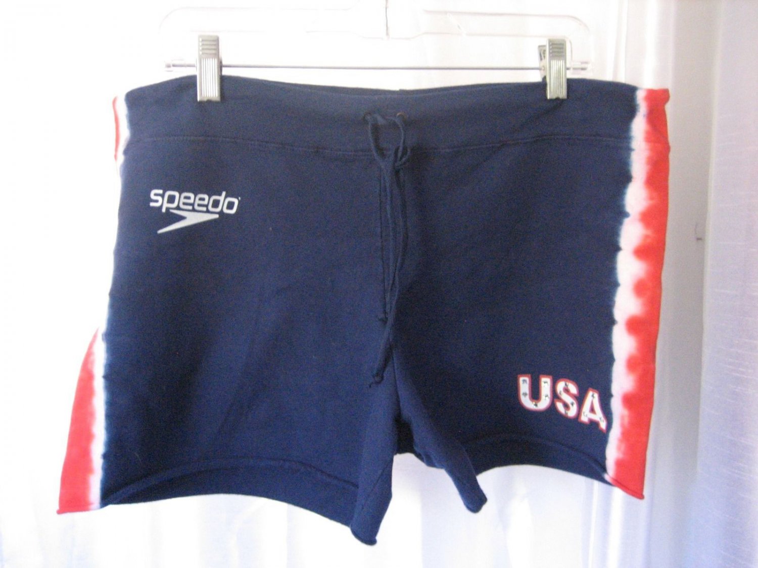 Speedo Junior Size Navy & Red/White Tye Dye Sides USA Shorts Sz XL NWNT