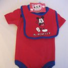 Disney Mr. Perfect Red W/Blue Trim Infant Boys One Piece Bodysuit&Bib Sz 3-6M NW