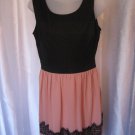Sweet Storm Junior Size Black & Peach Sleeveless Lace Dress Sz L New No Tags