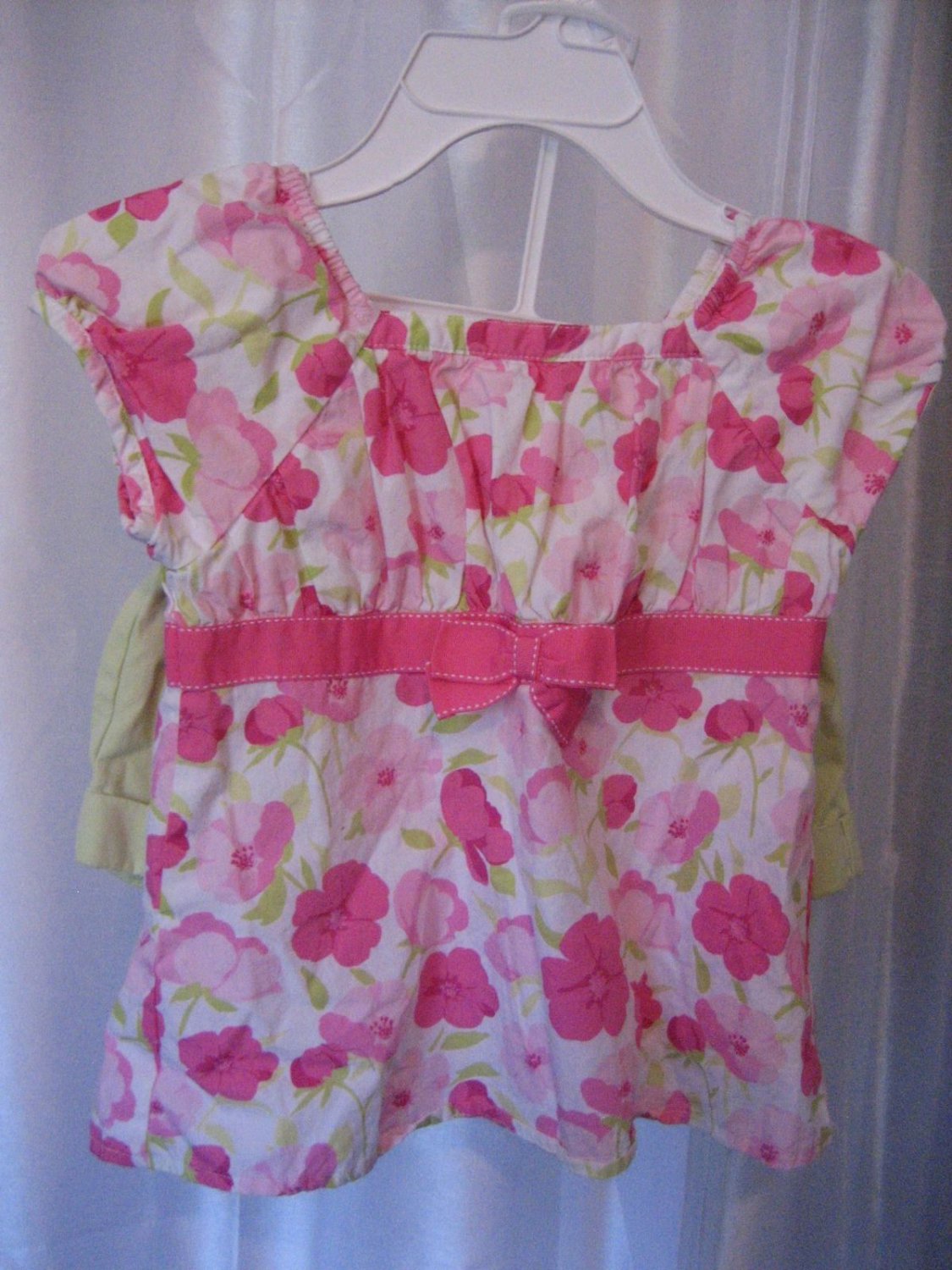 Gymboree 2 Piece Short Set Pink Floral Top Mint Shorts Sz 6 PreOwned 100% Cotton