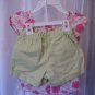 Gymboree 2 Piece Short Set Pink Floral Top Mint Shorts Sz 6 PreOwned 100% Cotton