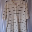 Merona Men's Cream/Tan/Brown Striped Collared Short Sleeve Shirt Sz XL Pre-Owned