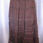 Rafaella Women's Brown 100% Cotton Mid Calf Boho Peasant Skirt Sz M Pre-Owned