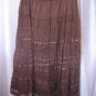 Rafaella Women's Brown 100% Cotton Mid Calf Boho Peasant Skirt Sz M Pre-Owned